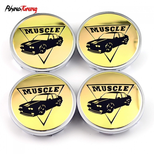 4pcs Muscle Car Sign 65mm 2 9/16in Wheel Center Caps #BR3Z-1130-B Silver Base