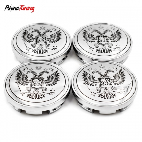 4pcs Subaru National Emblem Of The Russian 61mm 2 3/8in Wheel Center Caps #28821AE000 Silver Base