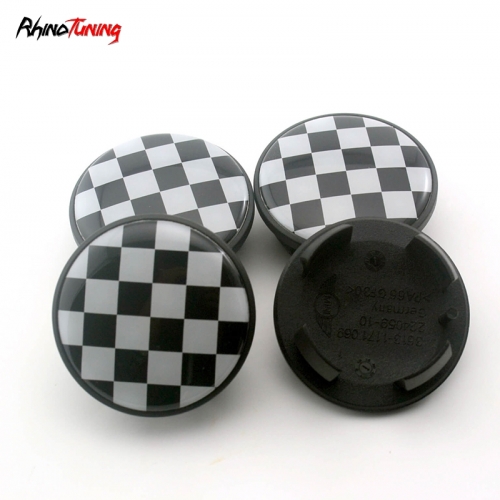 4pcs MINI Checkered 55mm 2 5/32in Wheel Center Caps #3613 1171069